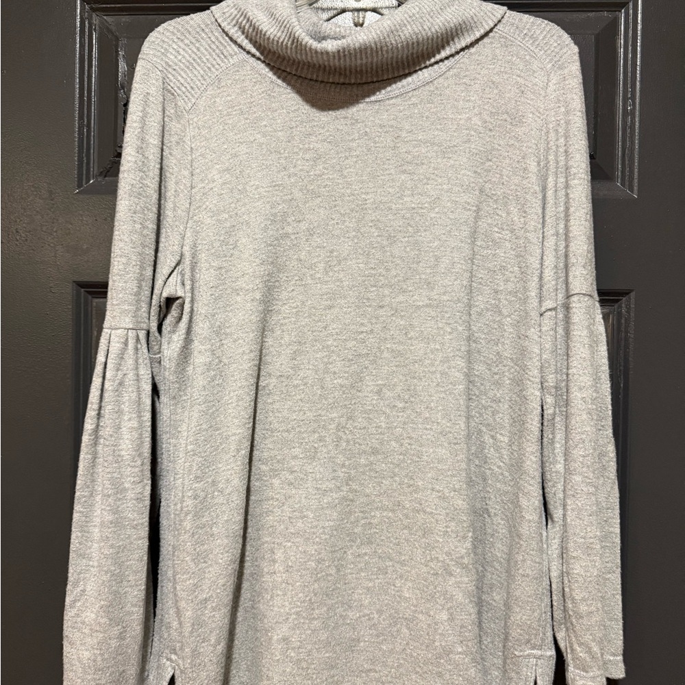 Elegant Gray Cowl Neck Sweater